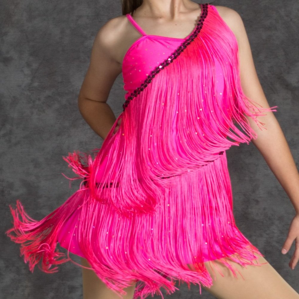 Revolution Jazz/Ballroom Dance Costume Hot Pink Fringe Dress